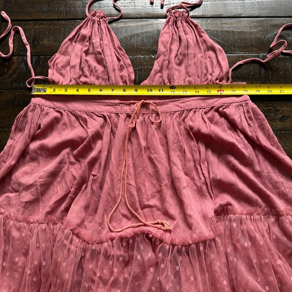 R.Vivimos Womens Summer Halter Deep V Neck Sexy Mini Dress Rose/Pink - Picture 6 of 8